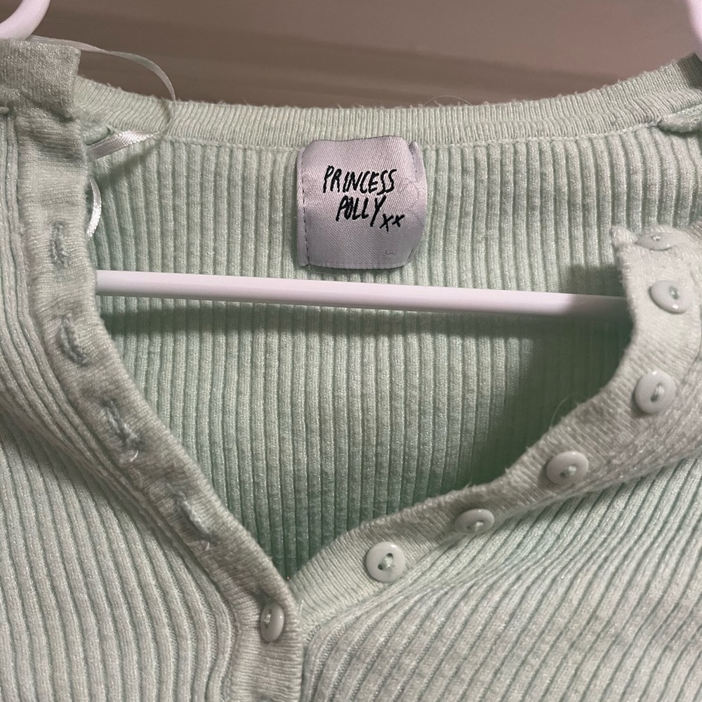 Princess Polly Mint green cropped Henley